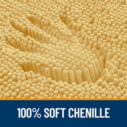 OLANLY Toilet Rugs U-Shaped 24x20, Extra Soft Absorbent Chenille Contour Bathroom Rugs for Toilet, Dry Quickly, Machine Washable, Non-Slip Bath Mat, Yellow