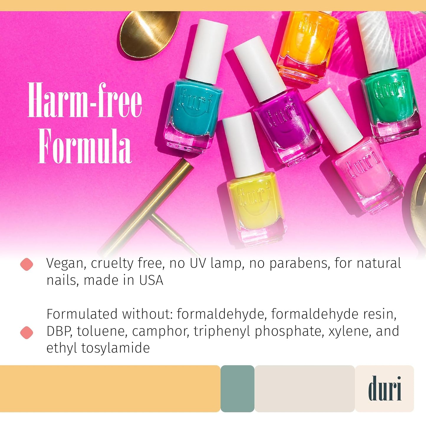 duri 155N Voodoo - Neon Hot Pink Nail Polish, Matte Finish, Quick Drying, 0.45 Fl Oz