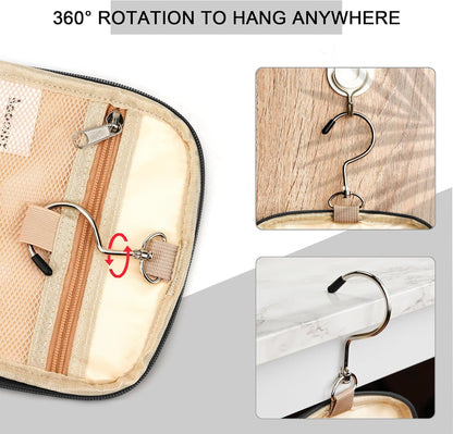 Travel Hanging Toiletry Bag for Women and Men, 6 Organizer Compartments, Holds Full Size Bottles, Extra Large Cosmetic Accessories, Makeup essentials, Bathroom Water-resistant Toiletries Bag, Black