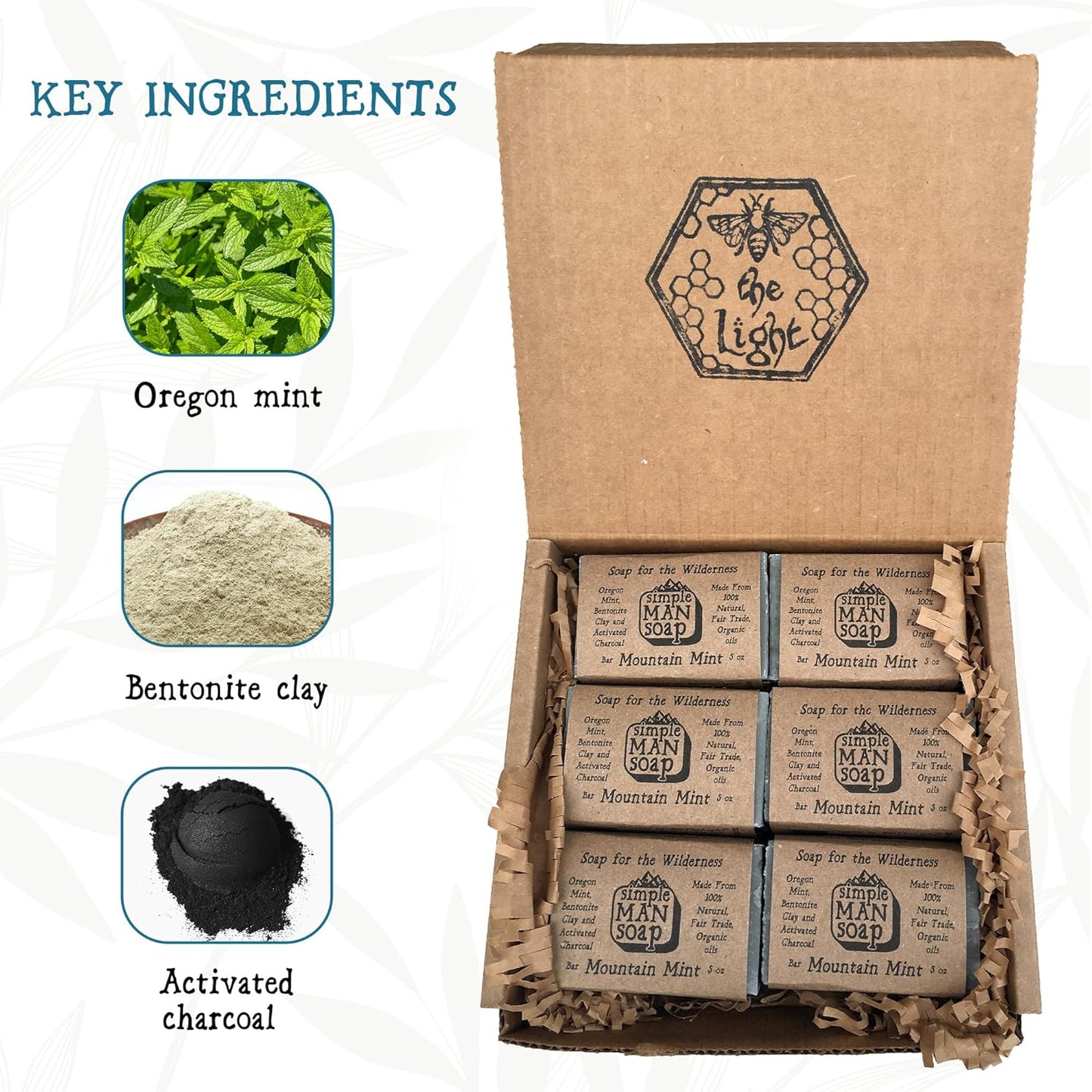 SimpleMan Soap Bar (Mountain Mint) - Men’s soap with Organic & Fair Trade Essential Oils - All Natural, Handmade Man Bath Soap Bars-Pack of 12-2.5 Ounce bars(30 Ounces Total)