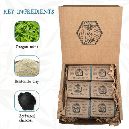 SimpleMan Soap Bar (Mountain Mint) - Men’s soap with Organic & Fair Trade Essential Oils - All Natural, Handmade Man Bath Soap Bars-Pack of 12-2.5 Ounce bars(30 Ounces Total)