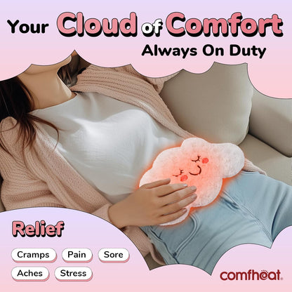 Microwave Unscented Heating Pad for Pain Relief, Moist Heat Pack Hot Compress for Period Cramps, Shoulder, Muscles, Cute Cloud Plush Heating Pad, Gift for Girl Women Kids, with Washable Cover