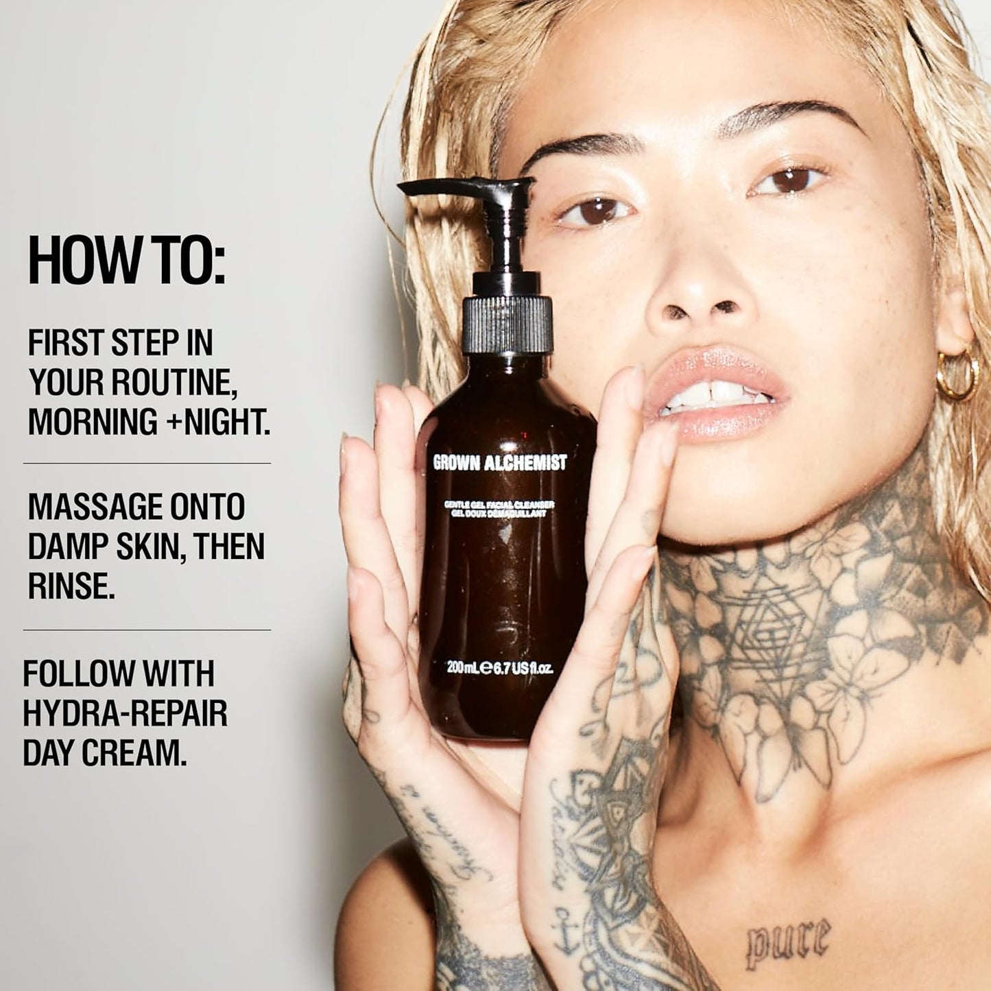 Grown Alchemist Gentle Gel Facial Cleanser (200ml) Natural Face Wash. Hydrating Bergamot & Rosebud Exfoliating with Willow Bark, a Salicylic Acid Alternative.