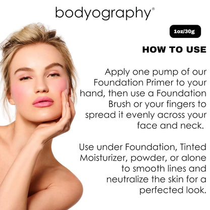 BODYOGRAPHY - Foundation Primer (Green): Flawless Anti-Aging Salon Makeup Primer w/Vitamin E, A, Jojoba, Grapeseed Oil | Control Shine | Gluten-Free, Cruelty-Free, 1 oz.