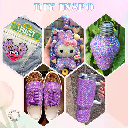 25000Pcs Resin Jelly Rhinestones with Tweezers for Crafting, 2-6mm Mixed Sizes (Lavender Purple AB) Non Hotfix Flatback Gems, Bedazzling Crystal for DIY Crafts Clothing Tumblers Shoes Decor Nail Art