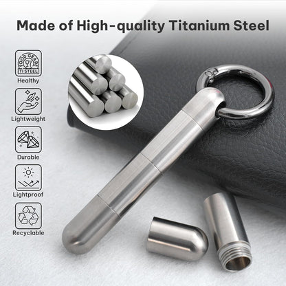Titanium Keychain Pill Holder,Portable Mini Pill Case, Waterproof Small Pill Container,Mental Pill Box for Travel Purse Pocket(3 Compartment)