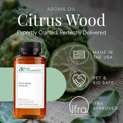 Citrus Wood Aroma Oil, Essential Oils Blend for Diffusers & Scent Machines, Fresh Bergamot & Green Apple, Aromatherapy, Cold Air Diffuser Compatible, 300 mL