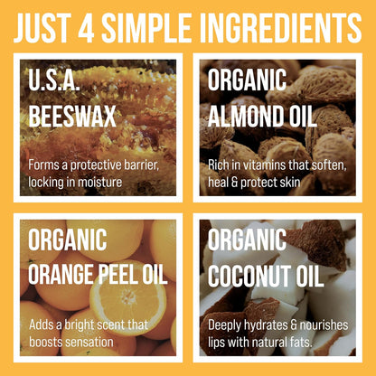 Dooey's Bees All Natural Handmade Beeswax Based 4 ingredient Lip Balm, 4 Count (4 - Pack, Citrus)