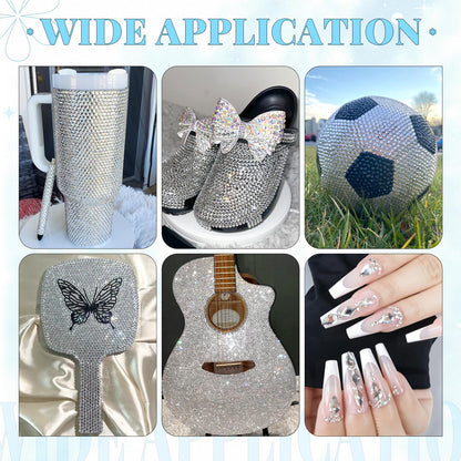 6000Pcs Resin Rhinestones for Bedazzling with 3Pcs B7000 Jewelry Glue, 1 Box Transparent Flatback Rhinestones for Crafting Crafts DIY, Crystals Gems for Clothing Shoes Tumblers Nail Art Makeup