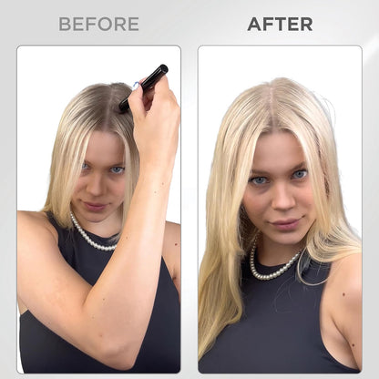 THICK FIBER Root Touch Up Concealer - Hairline Powder for Thinning Hair, Water & Sweat Resistant Hair Loss Cover Up Set with Brush (Light Blonde)