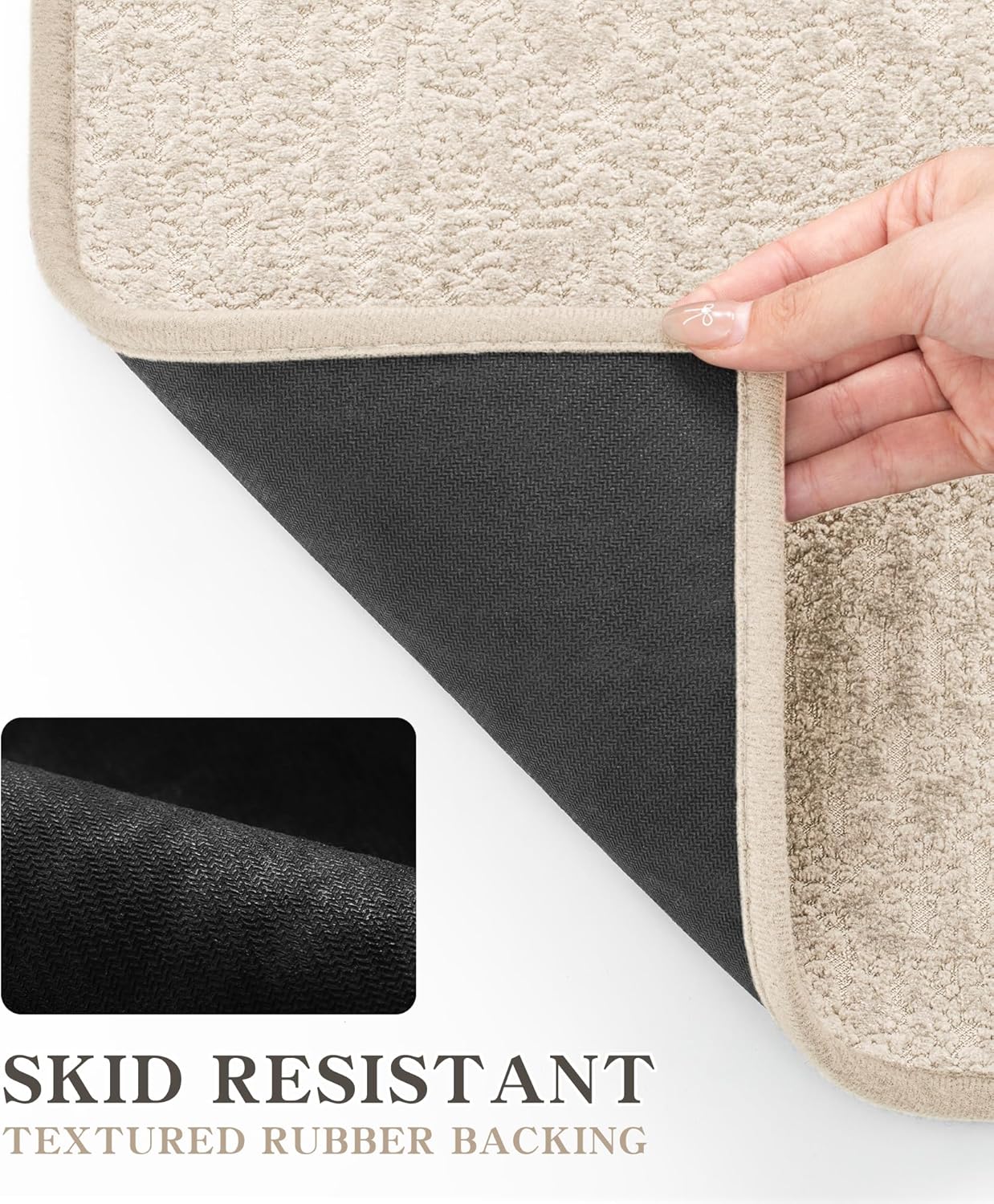 chakme Bathroom Rugs Mat 59x17, Ultra Thin Non Slip Bath Mat Quick Dry Absorbent Bath Mat for Bathroom Floor, (Light Beige, 59"x17")