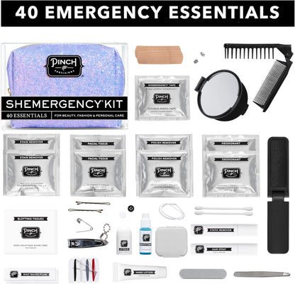 Pinch Provisions Shemergency Kit for Her, 40 Emergency Essential Items, Compact, Multi-Functional Pouch, Gift for Women, Birthday, Bachelorette Parties, and More!