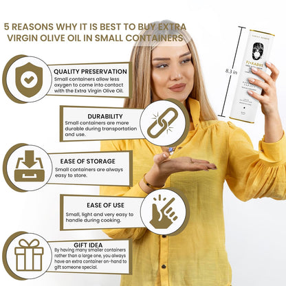 P.J. KABOS 2024/25 Harvest, High Phenolic (450+mg/kg), Premium Greek Extra Virgin Olive Oil, Kosher, Greece, Cold Extracted, 6 x 16.9 oz Tin, Koroneiki, "Family Reserve - Medium"