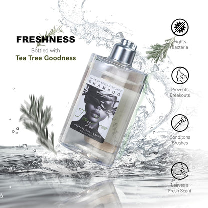 Electric Makeup Brush Cleaner Bundle with Tea Tree Oil Cleaner 6.76 fl.oz & Silicone Mat