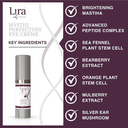 Lira Clinical MYSTIQ Perfecting Eye Cream - Lifting Anti Aging Eye Cream with Collagen Peptides - 0.5 fl oz