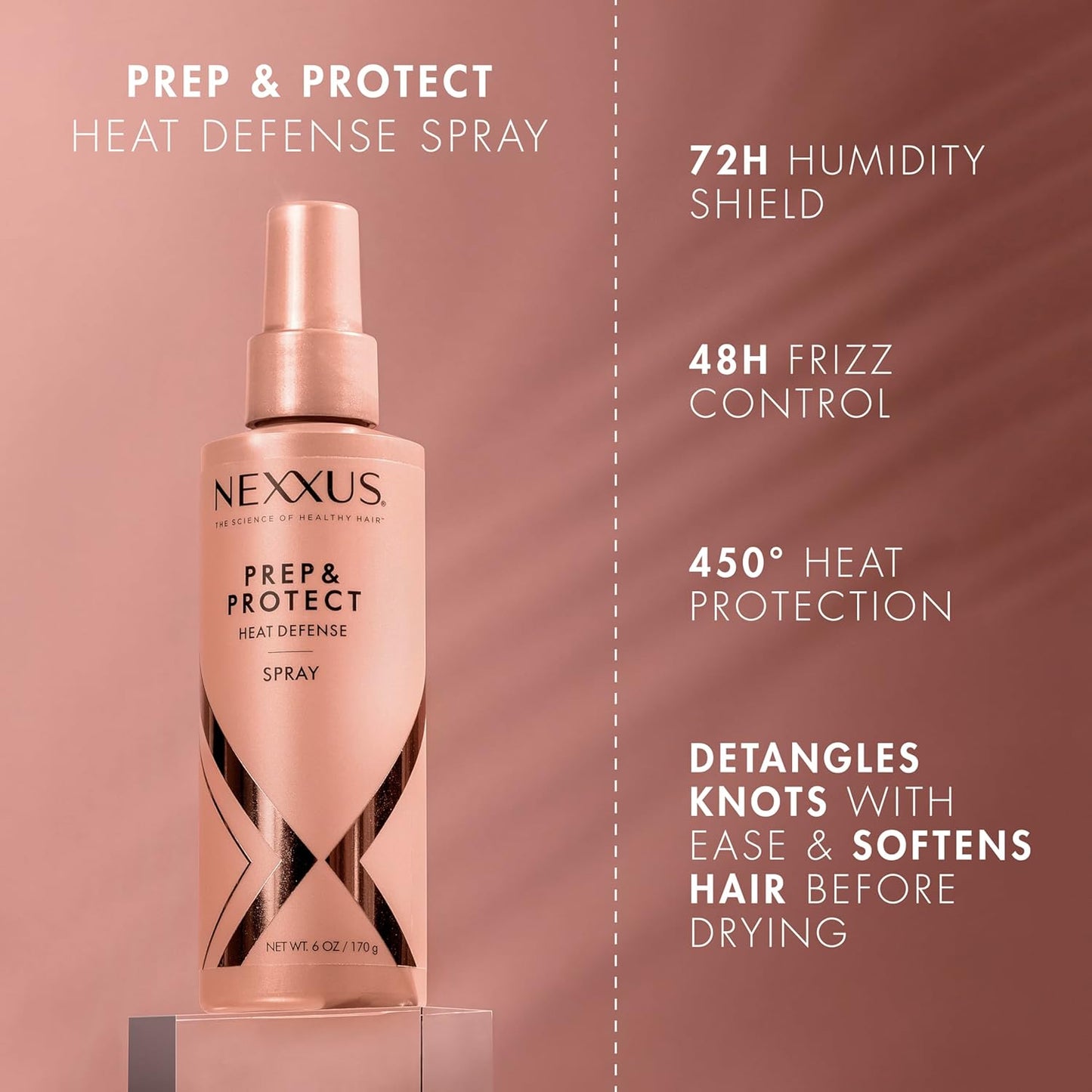 Nexxus Heat Defense Spray Prep & Protect for 450 degree heat protection, with StyleProtect Technology 6 oz
