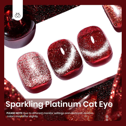 Beetles Red Cat Eye Gel Nail Polish, 15ml Glitter Nail Polish with Magnet Gel Soak Off UV LED Nail Lamp Reflective Nail Art DIY Home Manicure Design Gift for Women