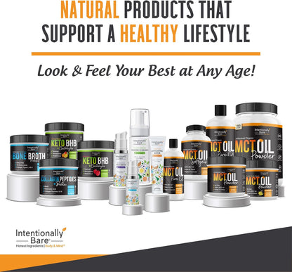 Intentionally Bare Organic MCT Oil Capsules - 70% C8 MCT Oil & 30% C10 MCT Capsules Unflavored for Keto Low Carb and Paleo Diet - Coconut C8 & C10 for Energy Mood & Focus - Non-GMO 300 Soft Gels