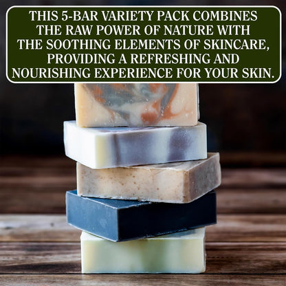 CompassSoap Natural Soap for Men | Skin-Friendly, Hand Made Soap Bar Gift Set | Best Exfoliating and Cleansing Bar Soap for Men | 5 Oz. Variety Pack of 5