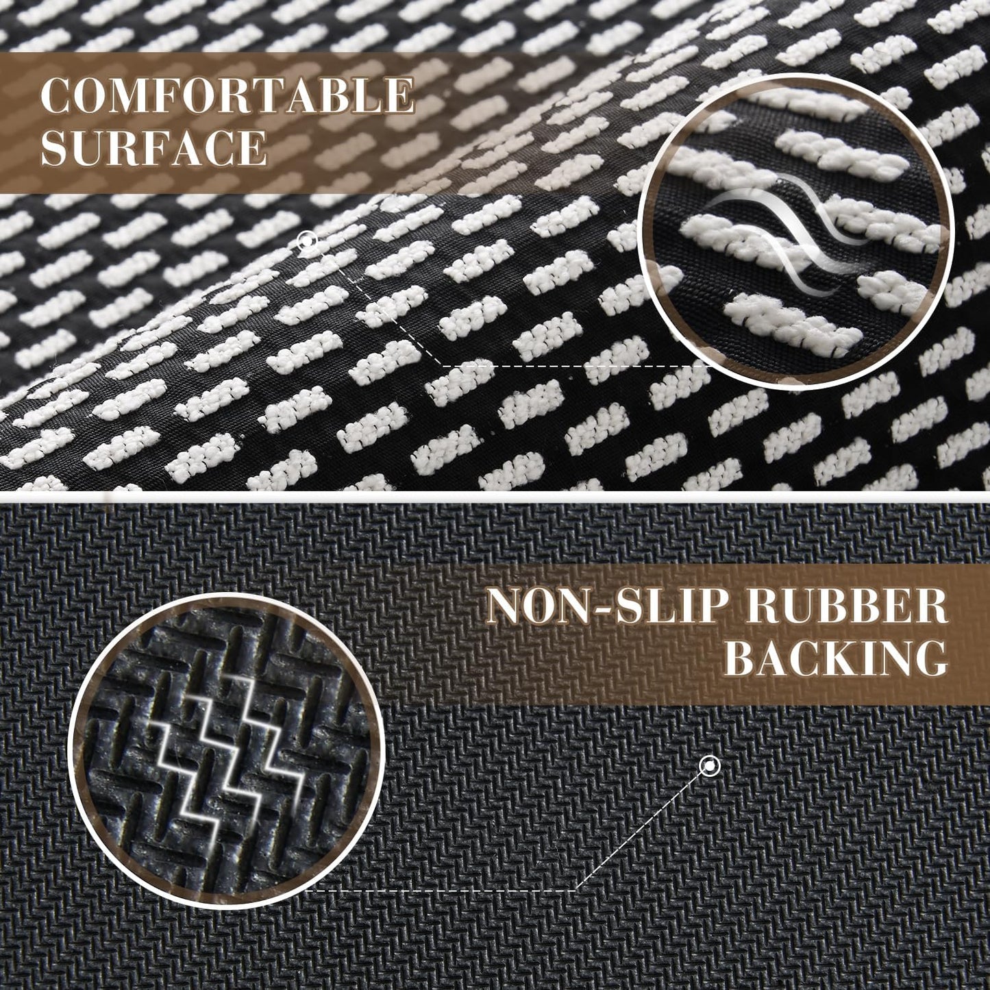 RESARE Non Slip Bath Mat - Machine Washable Bathroom Rugs, Super Absorbent, 20"x32" Black