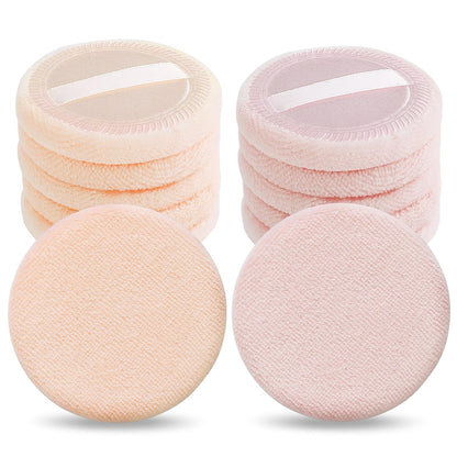 12PCS Makeup Powder Puffs Pink Cotton Powder Puffs Round Powder Puff for Makeup Face Powder Velour Puffs for Loose Powder Washable (pink+skincolor-12pcs)