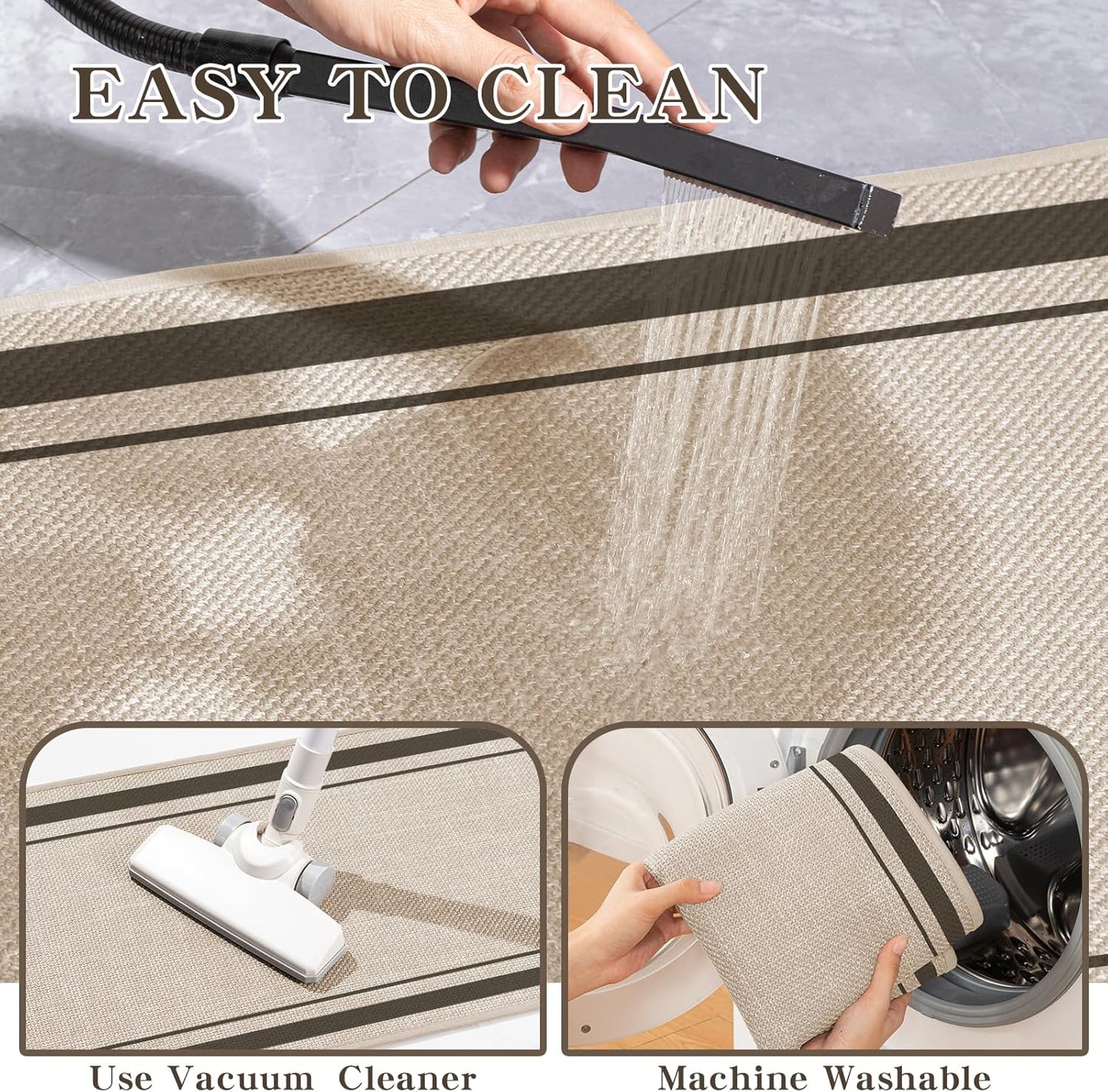 chakme Bathroom Rugs Mat 59x24, Ultra Thin Non Slip Bath Mat Large Quick Dry Absorbent Bath Mat for Bathroom Floor, (Light Beige, 59"x24")