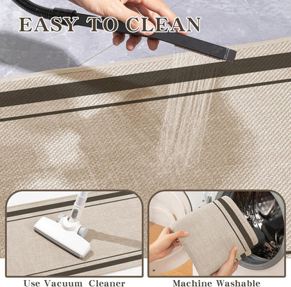 chakme Bathroom Rugs Mat 59x24, Ultra Thin Non Slip Bath Mat Large Quick Dry Absorbent Bath Mat for Bathroom Floor, (Light Beige, 59"x24")