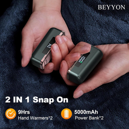 BEYYON Hand Warmers Rechargeable - Magnetic Electric Hand Warmer 2 Pack, 4 Levels Heat Up to 131℉ with LED Display, Portable Reusable Pocket Heater for Raynauds, Golf, Camping, Men, Women