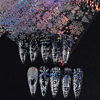 10 Rolls Christmas Nail Foils Transfer Nail Art, Snowflake Nail Transfer Foil Stickers Christmas Theme Design Nails Supplies Christmas Tree Snowman Santa Claus Manicure Decals Cute Nails Accessories