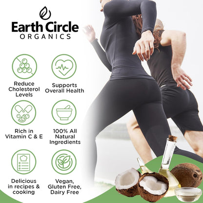 Earth Circle Organics Premium Ultra Pure Extra Virgin Coconut Oil, Cold Pressed, Baking, Smoothies, Skin & Hair Care, Gluten-Free, Keto & Paleo Friendly (32 Ounce Unrefined) - Pack of 2