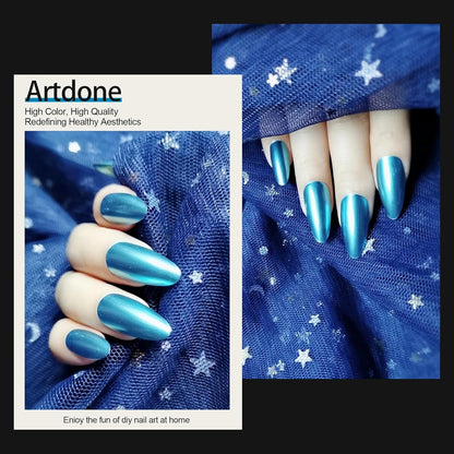 Artdone Chrome Nail Powder, Azure Iridescent Aurora Powder Metallic Mirror Effect Pigment Pearlescent Mermaid Pigment Pearl Glitter Dust Kit, Nail Art Decoration, Resin Craft