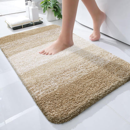 OLANLY Bathroom Rugs Mat 24x16, Extra Soft Absorbent Microfiber Bath Rugs, Rubber Backing, Quick Dry, Machine Washable Bath Mats for Bathroom Floor, Tub and Shower, Home Decor Accessories, Tan