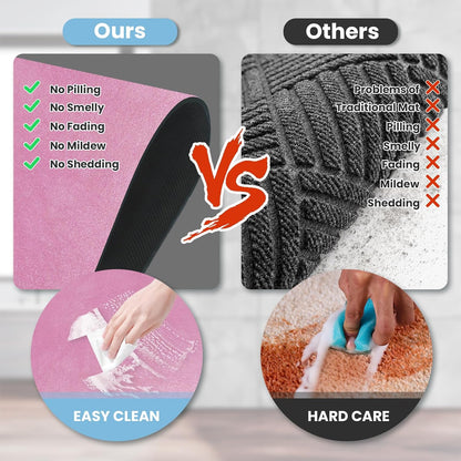 Diatomaceous Earth Bath mat Bathroom Rugs Super Absorbent Quick Dry Non Slip Bath Mat Thin Bathroom Floor Mats Fit Under Door-Shower Rug for in Front of Bathtub Shower, Pink, 15.7"*23.6"