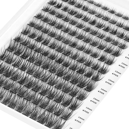 Self Adhesive Eyelashes, 156 Pcs Self Adhesive Eyelash Clusters, No Glue Needed, Invisible 2-Strip Tape - Longer Lasting, No Sticky Residue Pre Glued Eyelashes (Volume-Mixed)