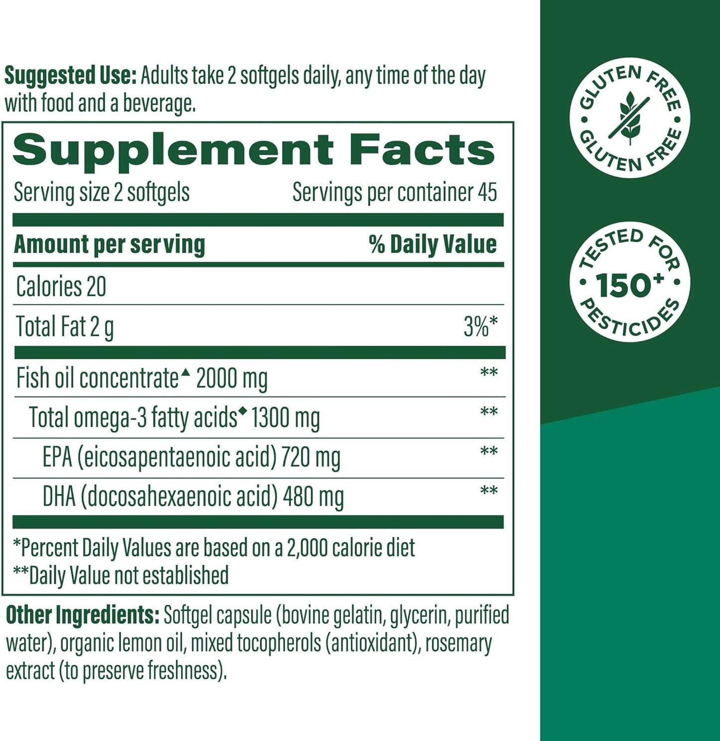 MegaFood 2000mg Fish Oil Omega 3 Supplements - Burp-Less & Lemon Oil Infused - Heart, Brain, Eye, Joint & Immune Support Supplement - 1200mg EPA & DHA Per Serving - 90 Softgels, 45 Servings