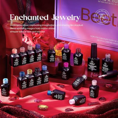 Beetles Halloween Gel Polish Set 39Pcs Red Burgundy Blue Green Nude Pink Purple Gel Nail Polish with Base Matte Glossy Top Coat for Manicure Lovers DIY at Home Gift for Women Enchanted Jewelry