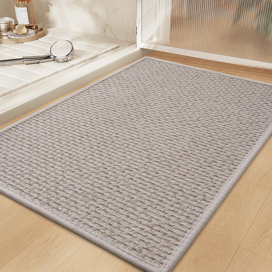 RESARE Non Slip Bath Mat - Machine Washable Bathroom Rug, Super Absorbent, Quick Dry, Ultra Soft, 17"x24", Light Grey
