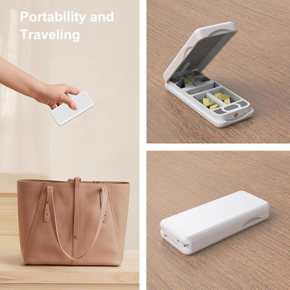 Pill Cutter with Auto Centering Device, Aluminum Pill Splitter with 316L Stainless Blade, Genuine Leather Case, Professional Pill Splitter for Cutting Small Pills or Large Pills(Plastic,White)