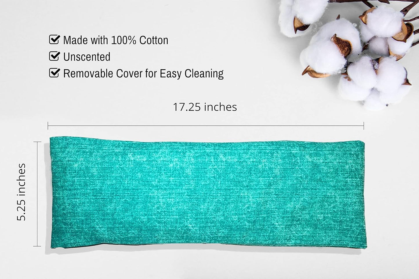 Microwavable Corn Filled Heating Pad and Cold Pack/Washable 100% Cotton Cover (Cross Hatch - Mint, 5.25in W x 17.25in L)