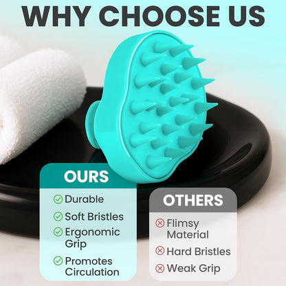 RELAXXO Scalp Massager Hair Growth – Exfoliator & Hair Scrubber for Scalp, Soft Bristles for Dandruff & Soothing Comfort, Shampoo Brush, Wet & Dry Use, Green