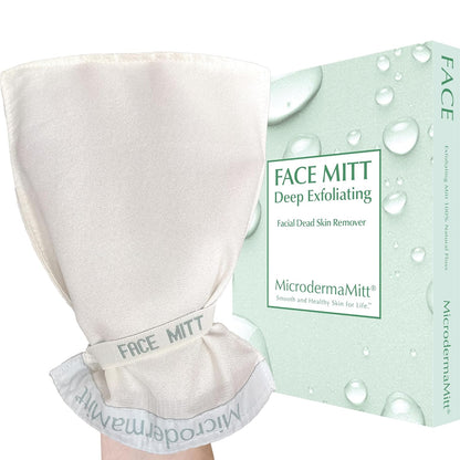 MicrodermaMitt Deep Exfoliating Mitt Scrub for Face, Lips & Neck - Dead Skin & Blackheads Remover - Gentle Facial Scrubber - Exfoliator Glove for Shower - Women Skin Care