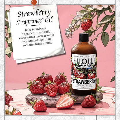 HIQILI Strawberry Fragrance Oil for Diffuser Use, Great for Candle, Soap, Body Butter Making, DIY Fruity Scent Perfume - 5.07 Fl Oz