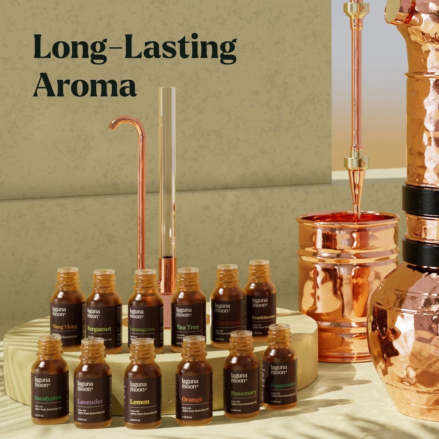 Lagunamoon Essential Oils Set - 12 Piece Premium Grade Home Essentials Oils - for Diffusers, Fragrance, Scents for Candle Making - Natural Aromatherapy Oils for Cars & Home Products, Room Sprays