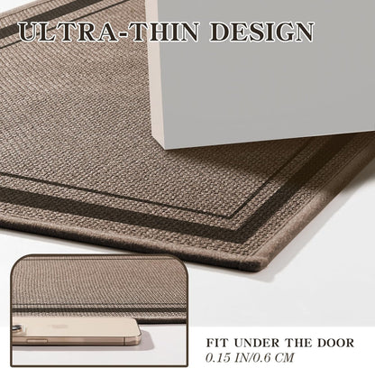 chakme Bathroom Rugs Mat 32x17, Ultra Thin Non Slip Bath Mat Quick Dry Absorbent Bath Mat for Bathroom Floor, (Dark Beige, 32"x17")