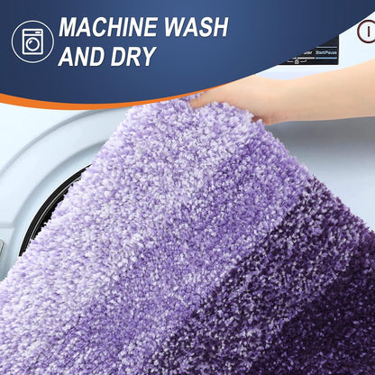 OLANLY Bathroom Runner Rugs 47x24, Extra Soft Absorbent Microfiber Bath Rugs, Rubber Backing, Quick Dry, Machine Washable Bath Mats for Bathroom Floor, Tub and Shower, Home Decor Accessories, Violet