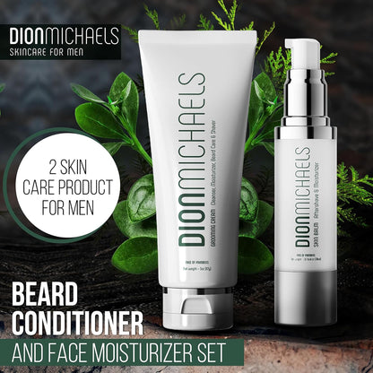 2-Pack Shaving Cream Set for Men - Includes 3oz 4-in1 Shaving Cream, Facial Cleanser, Beard Care, Face Moisturizer & 1oz 2-in1 Aftershave Balm & Moisturizer for Men - For All Skin Types