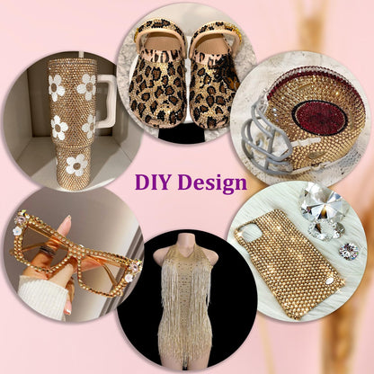 25000Pcs Resin Rhinestones with Tweezers for Crafting, Champagne 2-6mm Mixed Sizes Non Hotfix Flatback Gems, Bedazzling Crystal for DIY Craft Clothing Mugs Tumblers Shoes Fabric Decor Nail Art