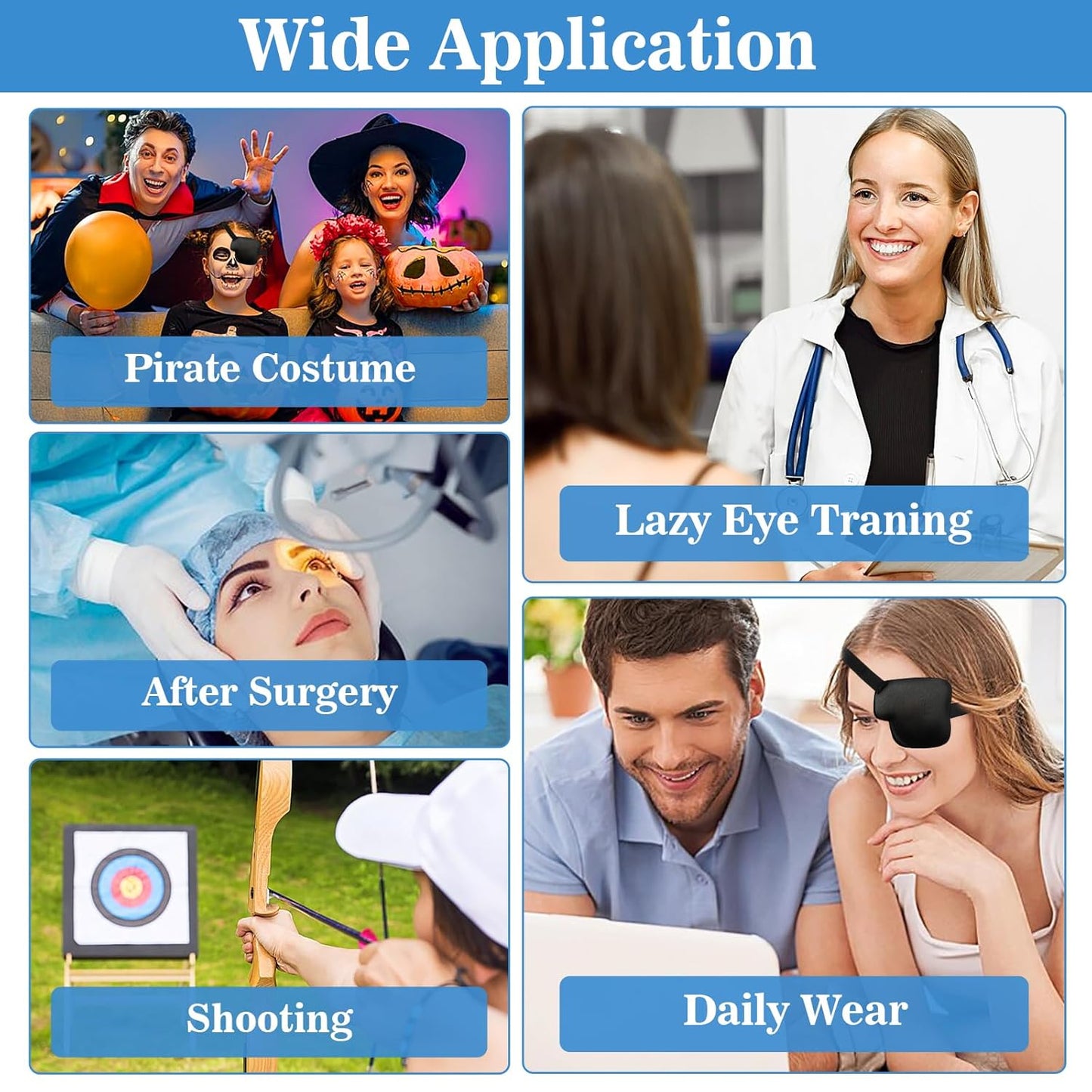 2PCS Medical One-Eyed Patches for Adults Teenager Eye Shield After Cataract Surgery Lazy Glasses Black Medical Eye Mask Lazy Glasses for Lazy Eye After Surgery Eye(Left Eye)