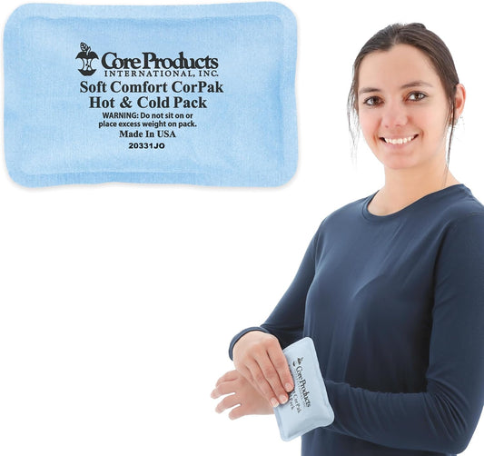 Core Products Soft Comfort CorPak – Reusable Hot & Cold Therapy Pack, Ice Pack for Injuries, No-Frost Compress for Muscle, Back & Joint Pain Relief – 3" x 5", Made in USA