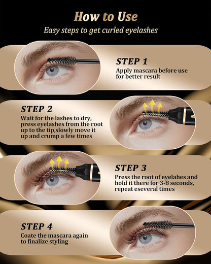 Heated Eyelash Curlers - Eye Lash Curler Heat with Eyelash Comb - Electric Eyelash Curler - Rizador De Pestañasey LED Display 3 Temp Settings USB Charge Natural Curling 24H for Women Makeup Tool Gifts